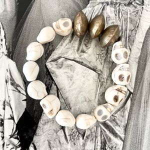 Skull + Tuareg Brass Beaded Bracelet ~ One of a Kind Jewellery from South Africa